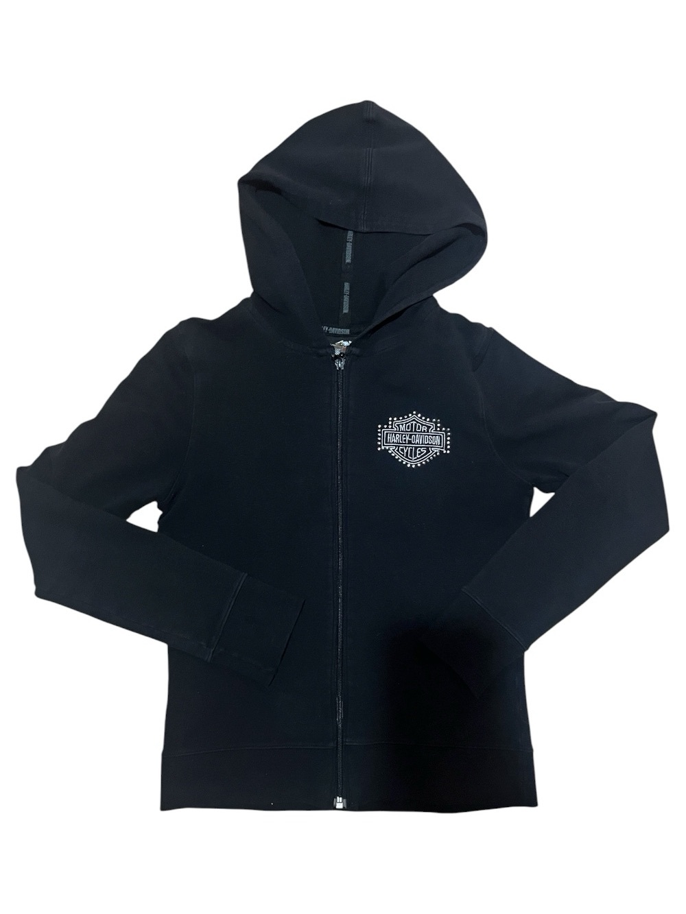 Vintage Y2K Harley Davidson Black Zip-Up Hoodie